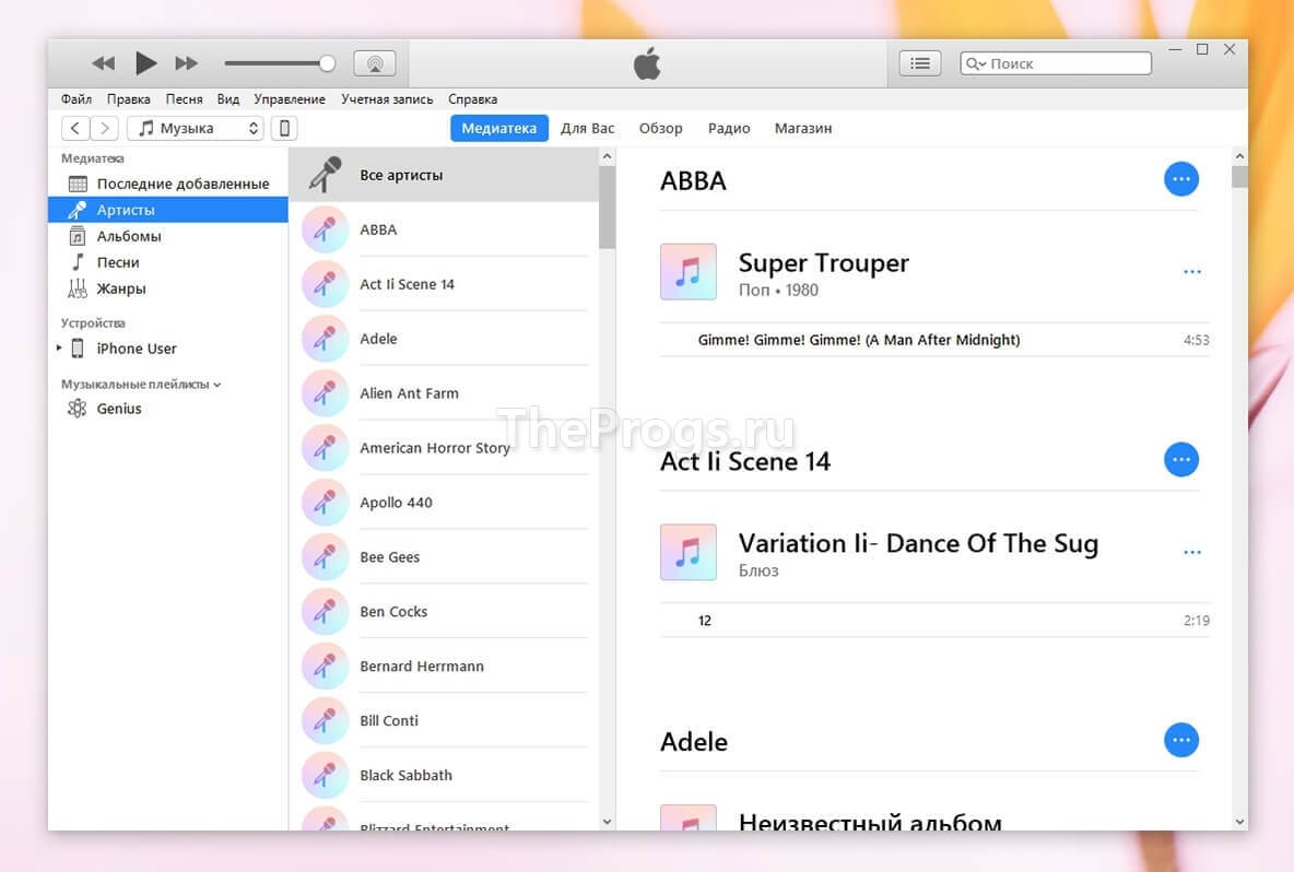 iTunes (скриншот, фото)