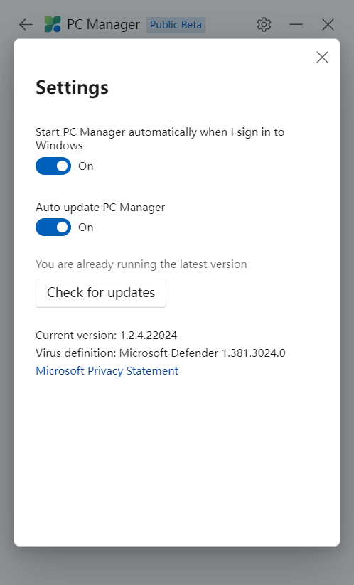 Microsoft PC Manager (скриншот, фото)