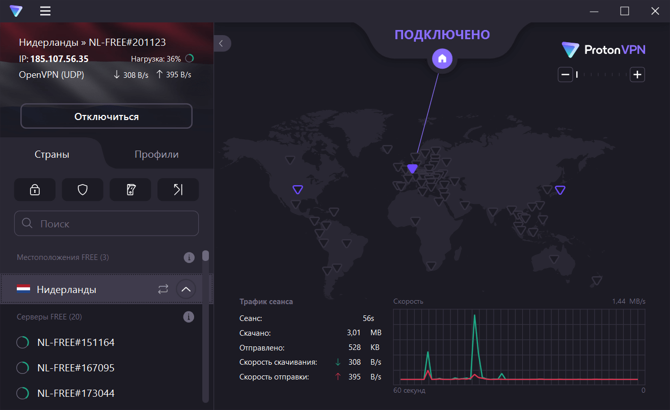 Proton VPN (скриншот, фото)