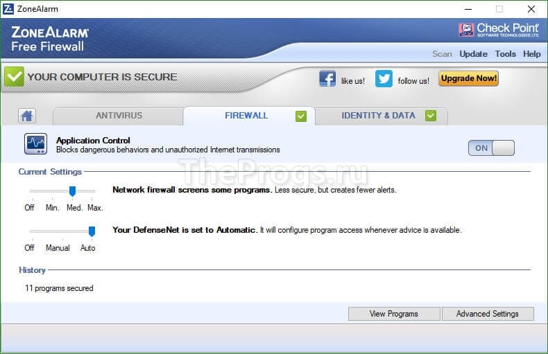 ZoneAlarm Free Firewall (скриншот, фото)
